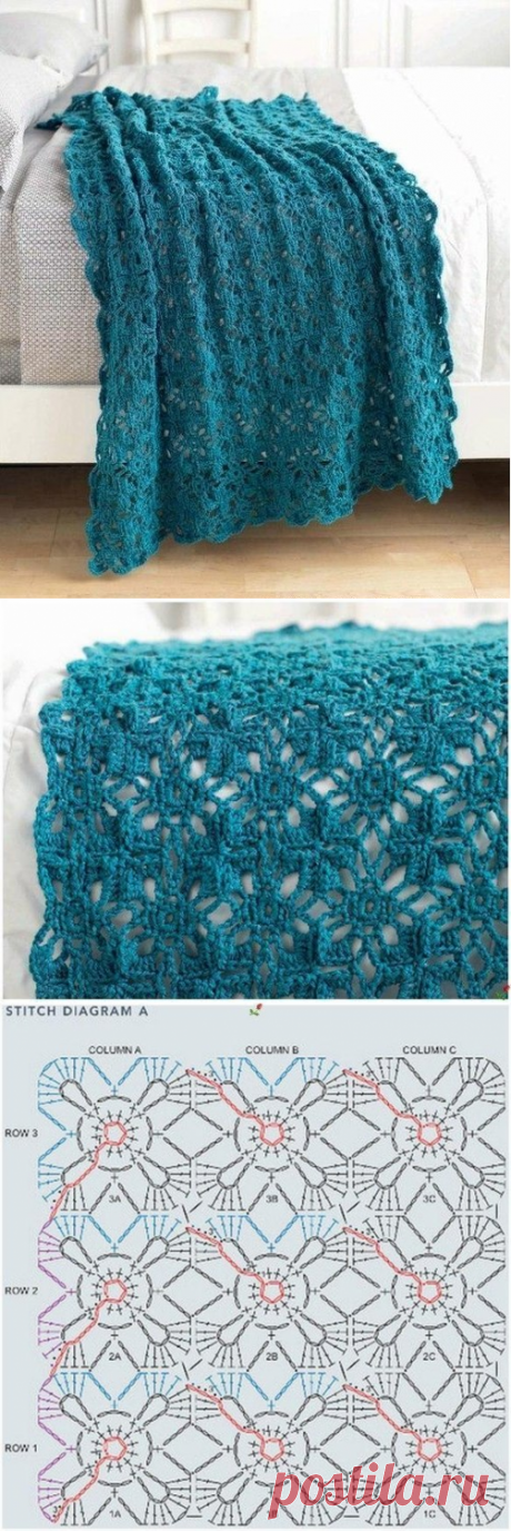 Вязание покрывала крючком схемы. Схема вязания покрывала | Вязание для всей семьи