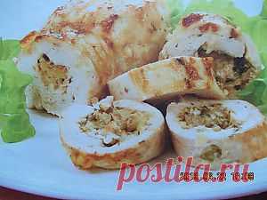 Какой аппетитный куриный рулет с начинкой...