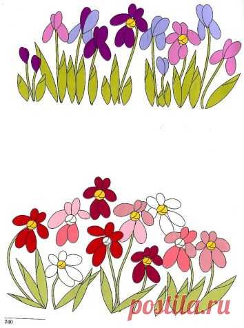 Несколько схем для вышивки лентами / Вышивка / Вышивка лентами