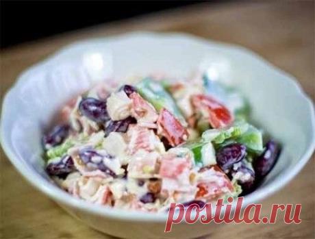 Салат с фасолью и крабовыми палочками | Домашняя кулинария