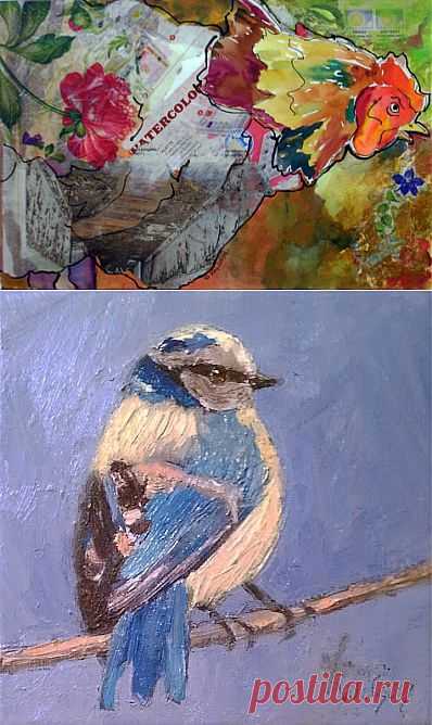 Retro Rooster, original painting by artist Kay Smith | DailyPainters.com
