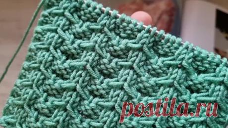 Узор спицами с эффектом 3d ёлочки.🧶❤️