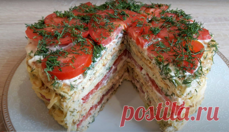 Торт из кабачков с майонезом, чесноком и зеленью