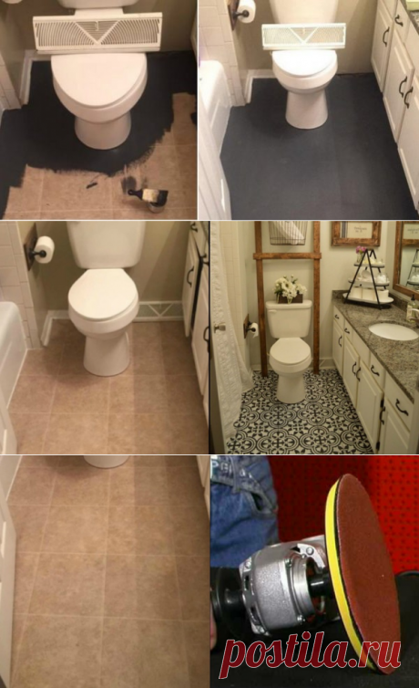 Она покрасила пол черной краской, чтобы замаскировать уродливую плитку… Получился настоящий шедевр!