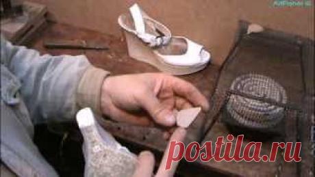 Ремонт обуви. Установка задника, подкладки и заполнение пустот каблука.. Ремонт