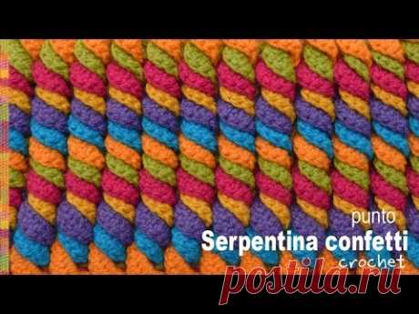 Punto serpentina confetti 3D tejido a crochet - Tejiendo Perú