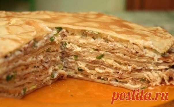 Торт из яичных блинов с куриной начинкой 
Калорийность на 100г: 112 Ккал 
Белки: 13.3г 
Жиры: 4.3г 
Углеводы: 3.9г 
Показать полностью…