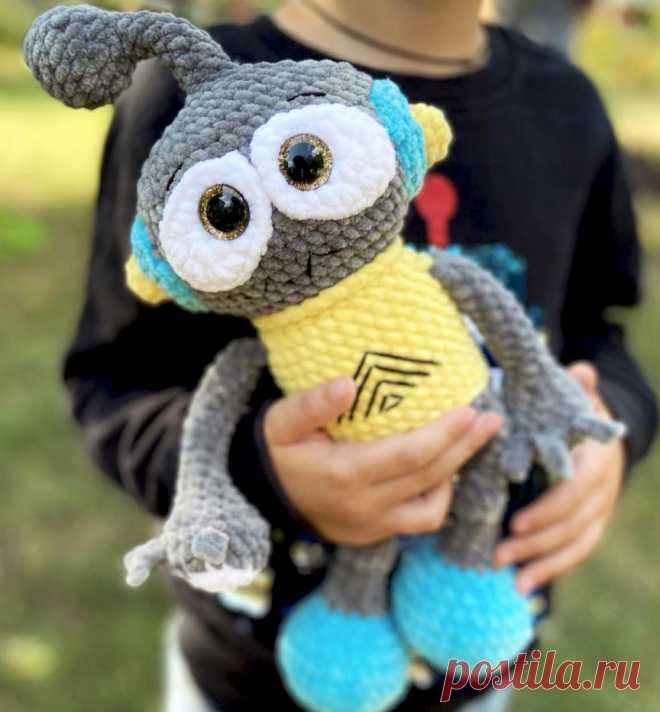 PDF Робот крючком. FREE crochet pattern; Аmigurumi toy patterns. Амигуруми схемы и описания на русском. Вязаные игрушки и поделки своими руками #amimore - большой робот из плюшевой пряжи, плюшевый робот.