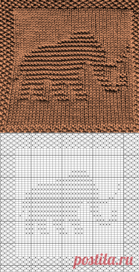 Бесплатно Шерстяной мамонт Кухонная тряпка или Афганский квадратный узор для вязания