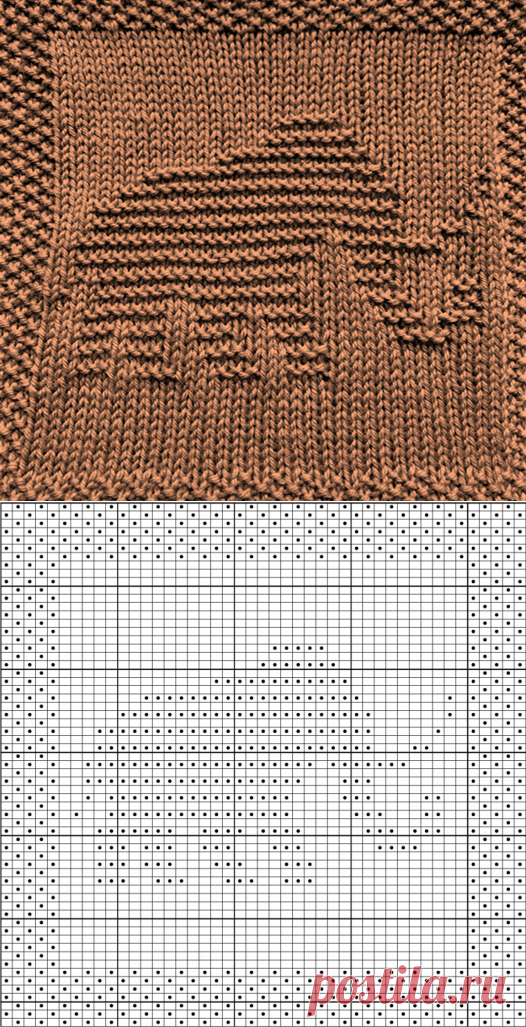 Бесплатно Шерстяной мамонт Кухонная тряпка или Афганский квадратный узор для вязания