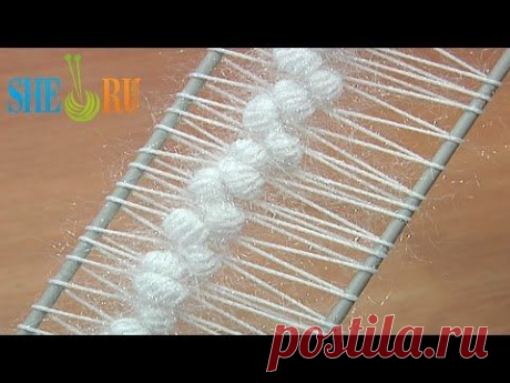 Урок вязания на вилке объемной ленты