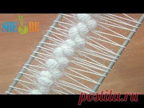 Урок вязания на вилке объемной ленты