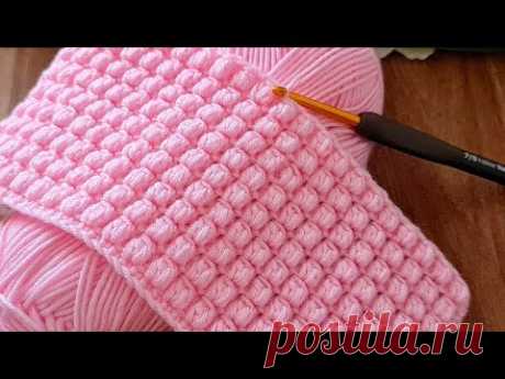 Уникальный очень простой узор для вязания крючком детского одеяла, состоящий из двух рядов, для нач