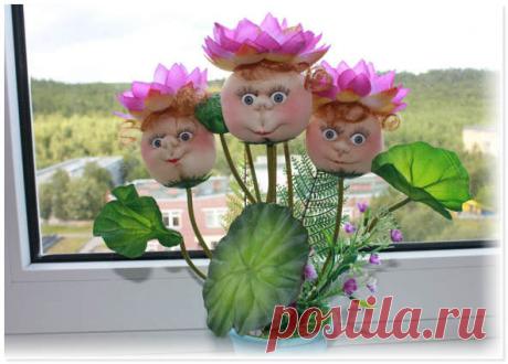 Капроновые цветы — улыбашки — Рукоделие