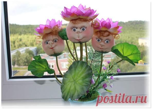 Капроновые цветы — улыбашки — Рукоделие