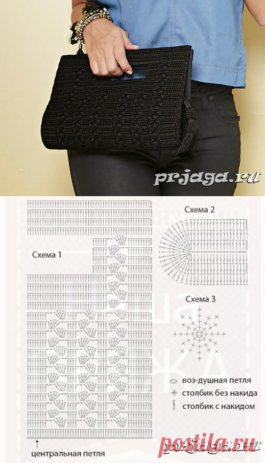 Вязаная сумочка крючком с кисточками