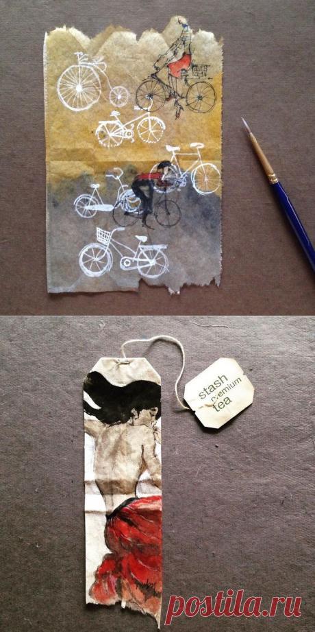 363 дня чая: живопись на чайных пакетиках