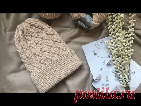 ЖЕНСКАЯ ШАПКА ИЗ МЕРИНОСА СПИЦАМИ 2019 / БЕСПЛАТНЫЙ МАСТЕР КЛАСС