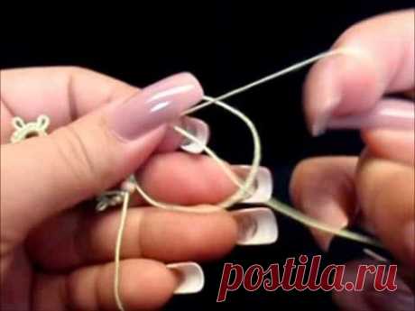 Frivolite-Tatting Lesson 47 - cuenta en base de anillo - beads in the base of a ring