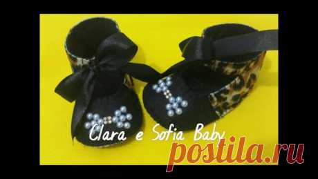 Sapatinho de bebê em feltro feito a mão - Do corte a customização