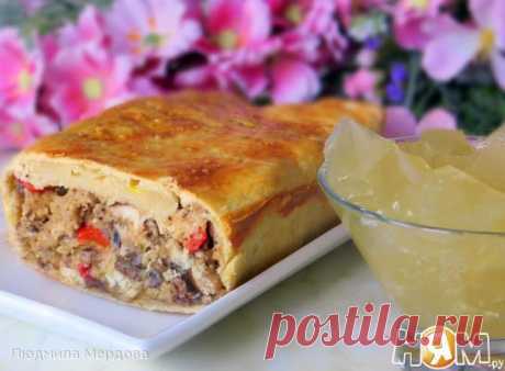 Скумбрия с овощами и грибами, запеченная в тесте - Рецепт с пошаговыми фотографиями - Ням.ру