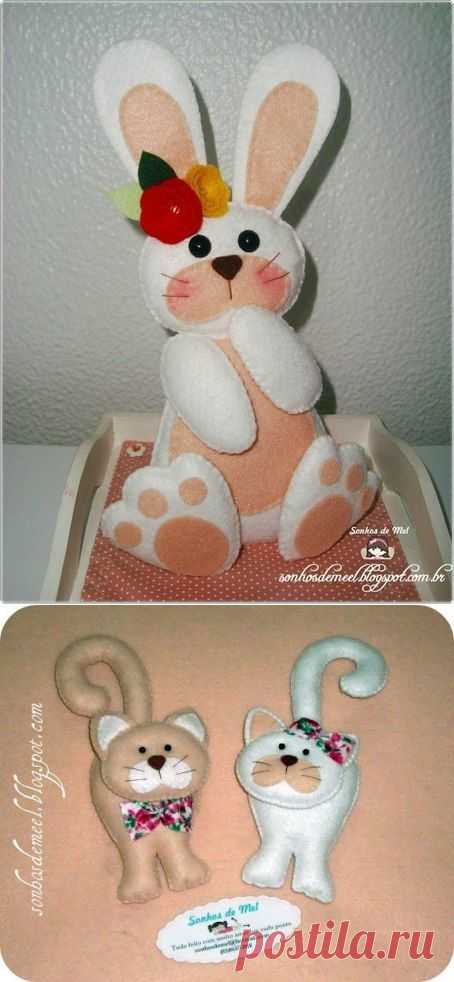 Выкройки игрушек из фетра .