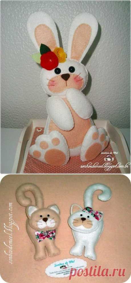 Выкройки игрушек из фетра .