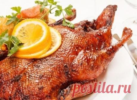 Утка в пиве с яблоками.
Тебе понадобится:
- Утка 2,5 кг
- Перец черный молотый 1 чайная ложка
- Кориандр 1 чайная ложка
- Соль по вкусу
- Пиво светлое 0,5 л
- Яблоки кислые 4 штуки
Как приготовить:
Размороженную утку натри солью, перцем и кориандром изнутри и снаружи.
Нарежь дольками яблоки на 4-6 частей, удали сердцевину с косточками.
Нафаршируй утку яблоками. Если хочешь, зашей птицу нитью или скрепи зубочистками.
Положи утку в утятницу, либо в любую кастрюлю с крышкой, которая не