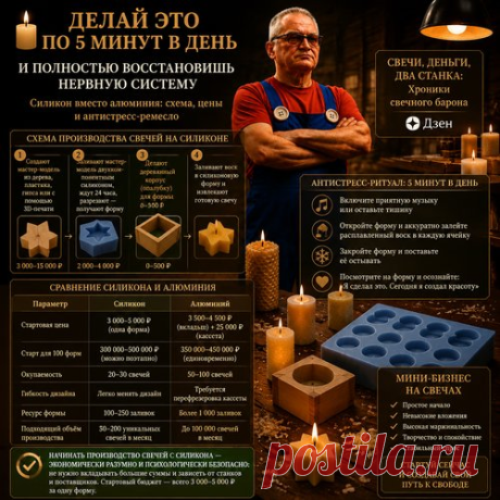 🕯️ 17 минут в день, чтобы восстановить нервную систему. Силикон вместо алюминия: схема, цены и антистресс-ремесло Статья автора «Свечи, деньги, два станка: Хроники свечного барона» в Дзене ✍: Вместо вступления: почему таблетки не работают Когда нервная система истощена или даёт сбой, все замечают одну и ту же...