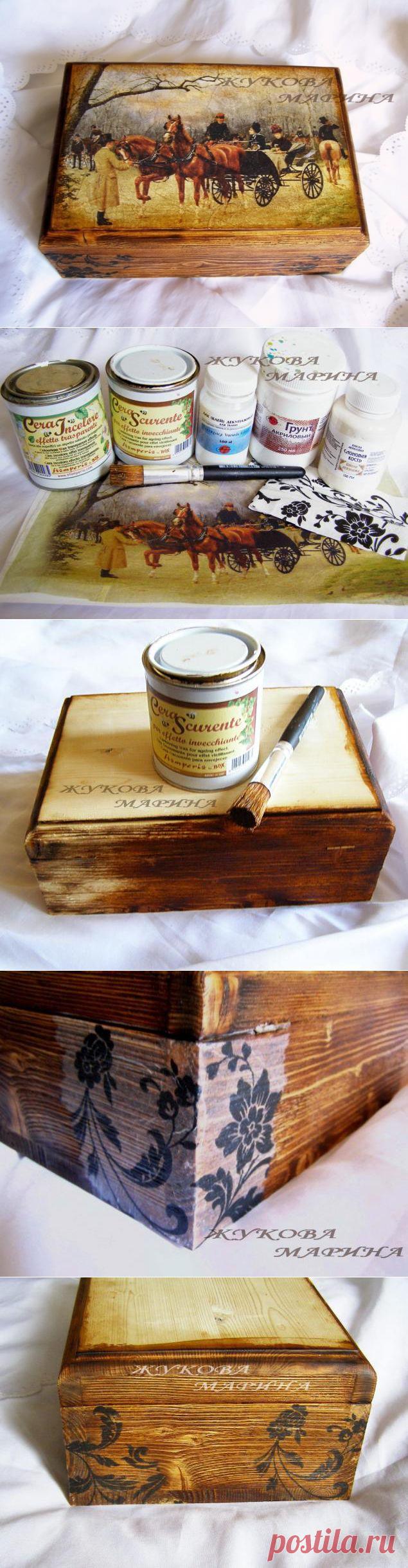 Мастер-класс по состариванию древесины и имплантированию(вживлению) салфетки.