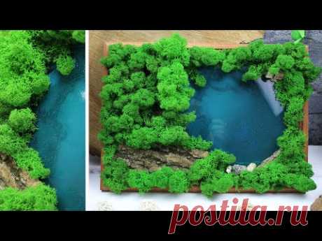 Картина из мха «Лесной прудик» своими руками (как сделать панно из мха) | DIY от Eva-Konfetti