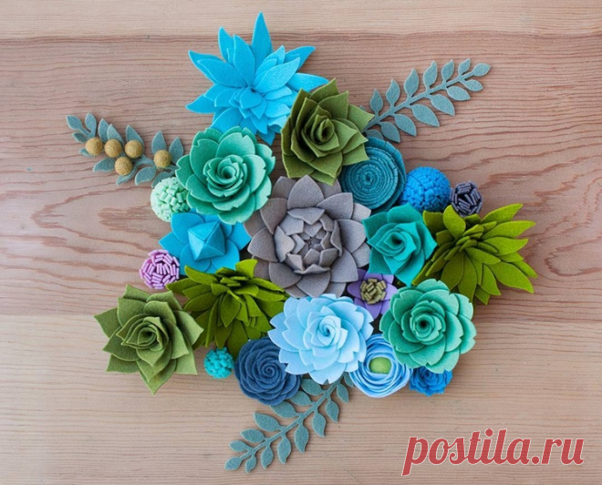 Суккуленты из фетра — Сделай сам, идеи для творчества - DIY Ideas