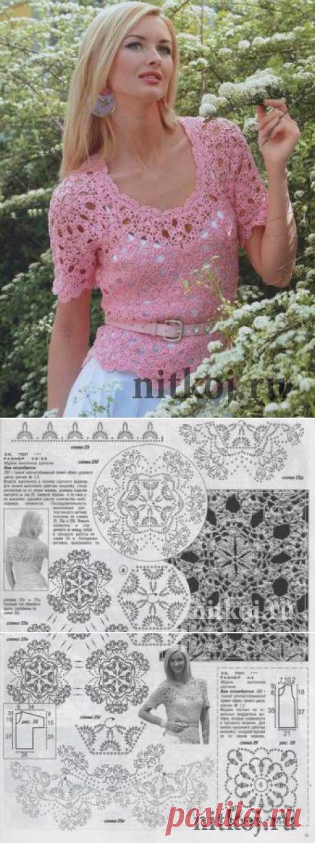 Кружевной топ крючком » Ниткой - вязаные вещи для вашего дома, вязание крючком, вязание спицами, схемы вязания