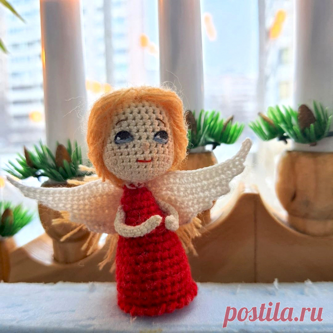 PDF Ангелочек крючком. FREE crochet pattern; Аmigurumi doll patterns. Амигуруми схемы и описания на русском. Вязаные игрушки и поделки своими руками #amimore - ангел, маленький ангелок, ангелочек, кукла, куколка, девочка, украшение.