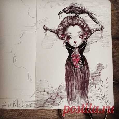 Peque vampiresa #sketchbook #fashionillustration #inktober #doodle #draw #painting #illustration#ilustracion#beauty #style#instalike #girl#artgallery#inktober2016#inkdrawing#lowbrow#beautifulbizarre#cool #fashionsketch #artwork#handmade #blackbook #instaartist  #drawing#instapic