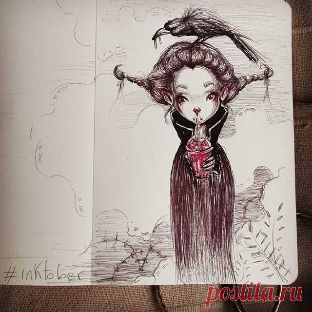 Peque vampiresa #sketchbook #fashionillustration #inktober #doodle #draw #painting #illustration#ilustracion#beauty #style#instalike #girl#artgallery#inktober2016#inkdrawing#lowbrow#beautifulbizarre#cool #fashionsketch #artwork#handmade #blackbook #instaartist  #drawing#instapic