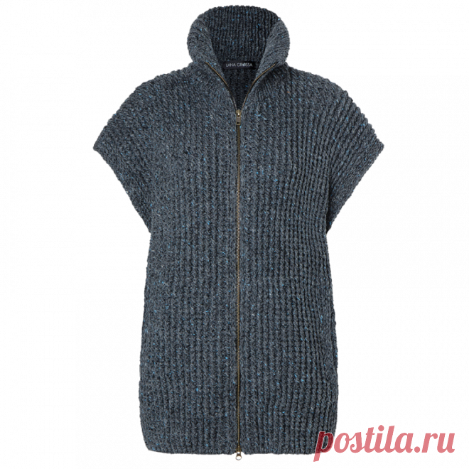Жилет полупатентной резинкой, на молнии. Спицами. / knittingideas.ru