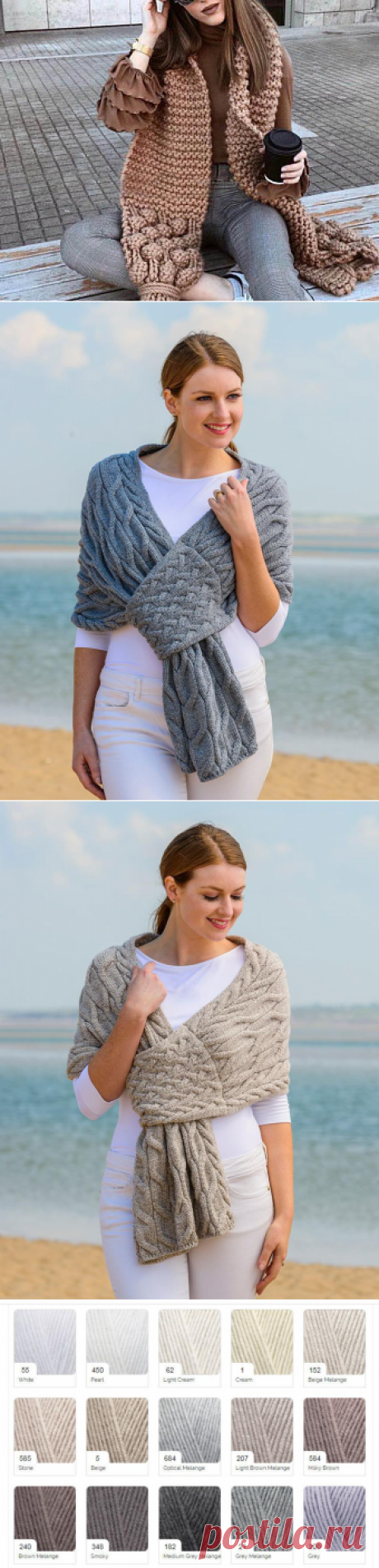 Knit cable shawl Grey knitted scarf Hand knitted scarf women | Etsy