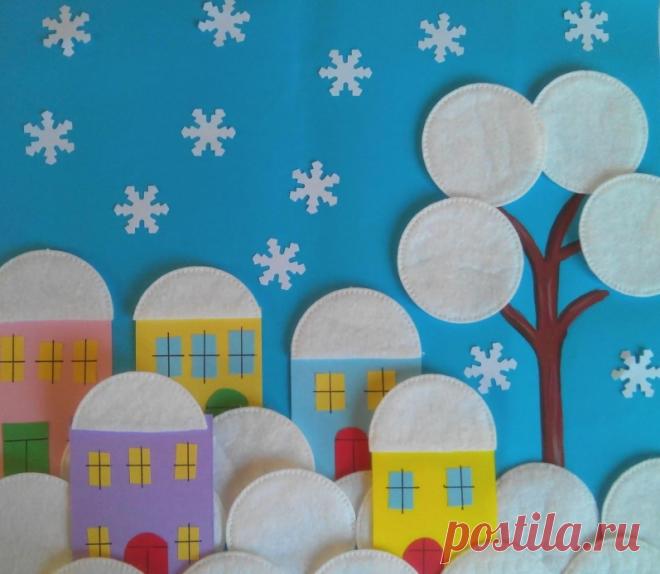 Аппликация из ватных дисков — Поделки с детьми