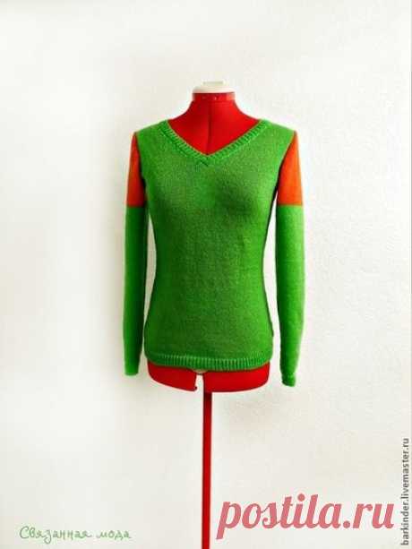 Вязаный пуловер из мохера &quot; Цветной хризолит&quot; - кофточка,женская кофточка