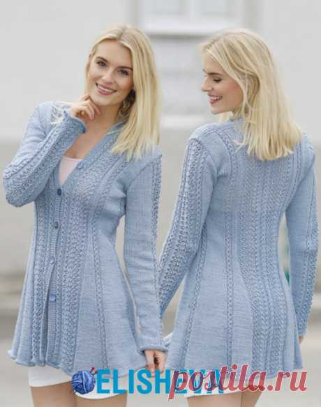 Кофта "Blue Bird Song" от Drops Design, вязаная спицами