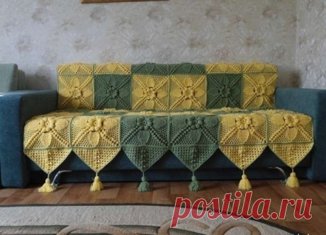 Шикарный плед из мотивов. Вязание крючком