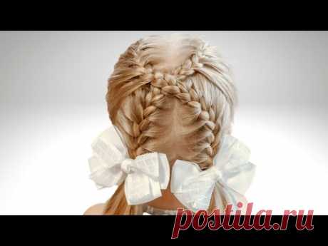 Прическа Коса крест накрест Детские прически - YouTube