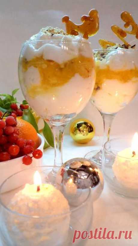 Новогодний десерт с фигурной карамелью. рецепт с фотографиями