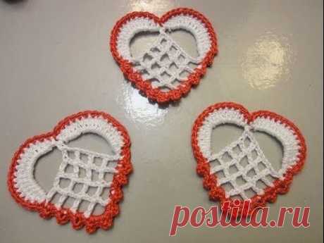 СЕРДЦЕ Аппликация Вязание крючком HEART Crochet Applique — Яндекс.Видео