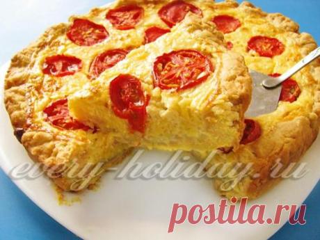 Пирог с кабачками, сыром и помидорами