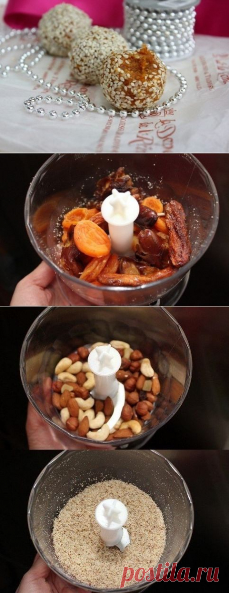 Конфеты из фиников, банана и кураги.