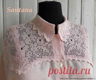 Льняная рубашка с отделкой в филейной технике