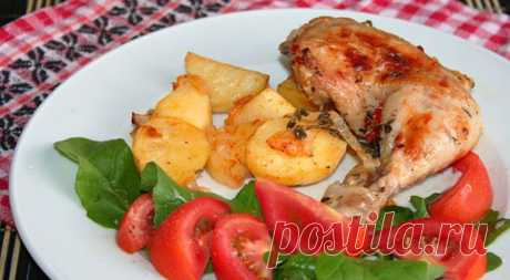 Куриные окорочка с картофелем в духовке — рецепт
