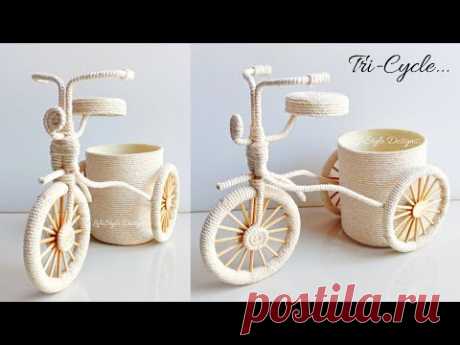 Tri-Cycle Flower Vase | DIY Planter with Cotton rope | DIY Craft Decoration Ideas | Flower Vase